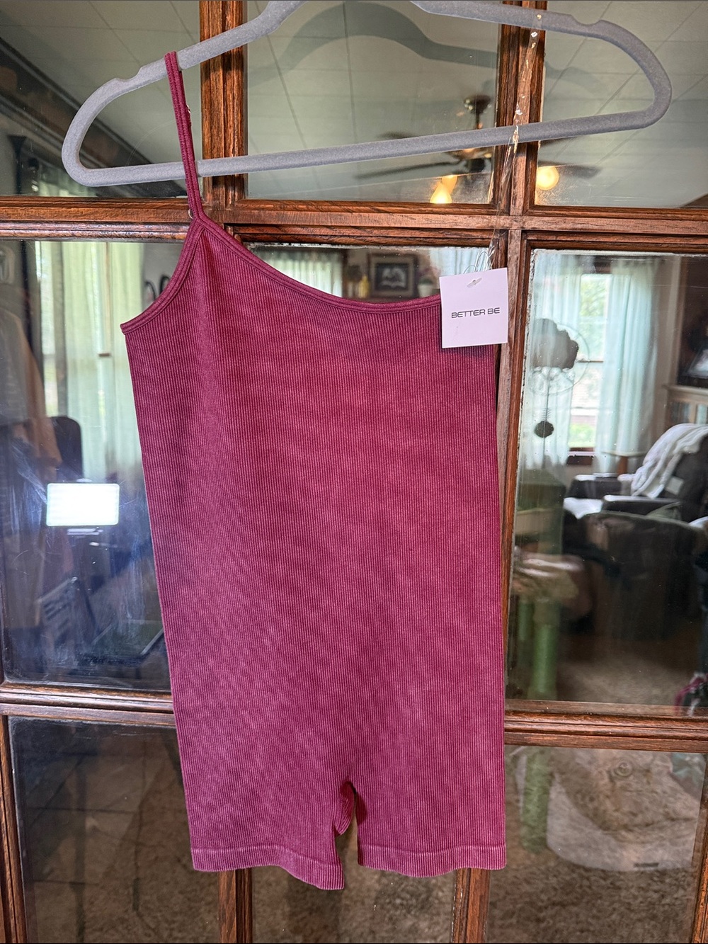 Better Be Women Burgundy Ribbed One Shoulder Seamless Romper Bodycon SM Yoga NEW